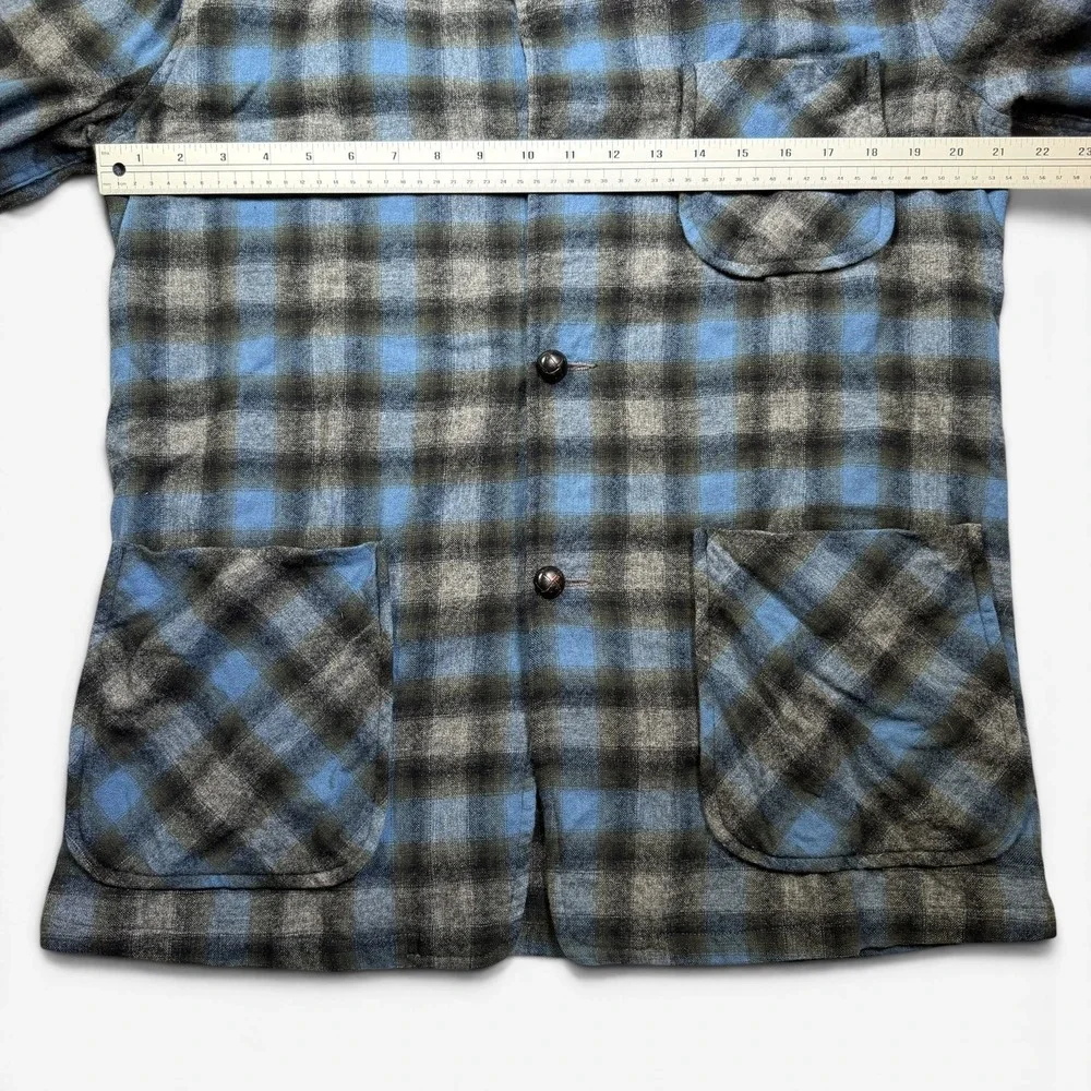 Vintage 60's  Pendleton Wool Blazer Chore Shirt Jacket Blue Men's Small